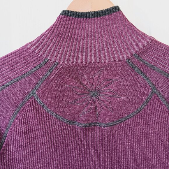 Athleta Women's Berry Purple Giant Slalom Zip Front Wool Blend Sweater Size S - Picture 9 of 16